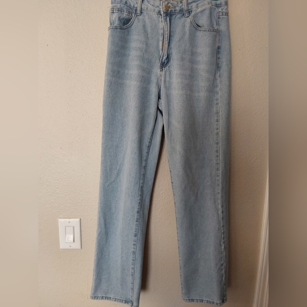 Shein Jeans, Women's Size 6 Light Blue Wide Straight Leg Shein Denim Blue Jeans